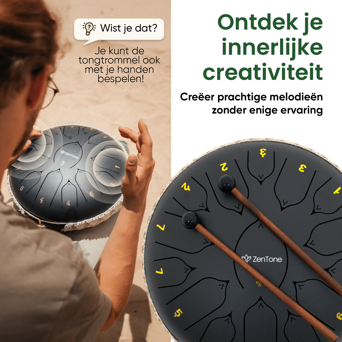 Zentone Tongue Drum - Wit - Zentone